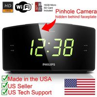HD 1080P Wi-Fi Dual Alarm Clock Radio Spy Camera Covert Hidden Nanny Camera Wireless IP Spy Gadget (Records to SD Card / 2.4GHz WI-FI)