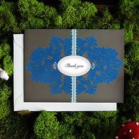 Signature Line Thank You Card (1 Folded Note Card + 1 Envelope) in Grey with Flocking | Rungtong & Co. Stationery Line