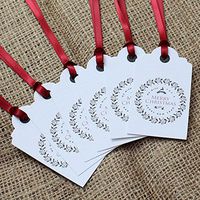 Merry Christmas Wreath Design Gift Tags White x 6 Vintage Style Wrapping