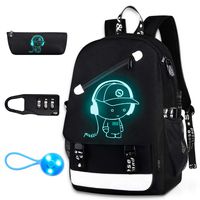EC VISION Music Luminous Backpack, School Laptop Bookbag Travel Outdoor Camping Backpack with USB Charging Port Pencil Case