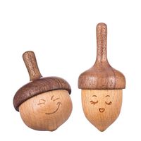 AhfuLife Wooden Spinning Top, Safe Non-Toxic Anti-Anxiety Toys Forever Spinning Top with Facial Expression, Physics Relaxation EDC Toys Handmade Gift for Kids/Boy/Girl /Toddlers/Adults (Pack of 2)