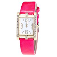 Women Quartz Watch Hosamtel Ladies Casual Faux Leather Checkers Rectangle Dial Analog Watch (Hot Pink 03)
