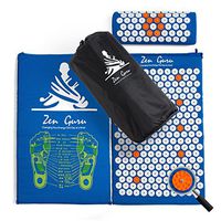 ZenGuru Best Acupressure Mat & Pillow Set - Sale - Effective Remedy for Pain and Stress Relief - with Magnet Therapy - Free Bonuses: Carry Bag & Reflexology Foot Chart - Lifetime Money Back (Blue)
