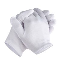Zealor 6 Pairs White Cotton Gloves Thickened Stretchable Lining Glove for Cosmetic Moisturizing Coin Jewelry Inspection Hand Spa, Medium Size