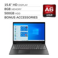 Lenovo IdeaPad S145 2020 Premium 15.6" FHD Laptop Notebook Computer,AMD A6-9225 2.6 GHz, AMD Radeon R4, 8GB RAM, 500GB HDD, No DVD, Wi-Fi, Bluetooth, Webcam, HDMI,Windows 10 Home S, Bonus Accessories