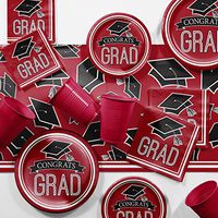 Graduation School Spirit Red Party Supplies Kit, Serves 18