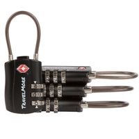 4 Pack TSA Approved Travel Combination Cable Luggage Locks for Suitcases & Backpacks - Black