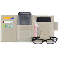 Multifunction PU Car Sun Visor Storage Bag Auto Glasses Ticket Documents Folder Mobile Phone Organizer - Gray Color