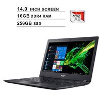 Acer Newest Aspire 3 14-Inch Premium Laptop - AMD A9-9420e 1.8GHz up to 2.7GHz, AMD Radeon R5, 16GB DDR4 RAM, 256GB SSD, HDMI, WiFi, Bluetooth, Webcam, Windows 10 Home, Black