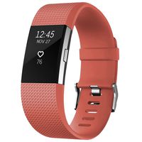 SKYLET for Fitbit Charge 2 Bands, Replacement Bands for Fitbit Charge 2 Bracelet Solid Colors with Secure Watch Clasp (No Tracker) [Large, Orange]