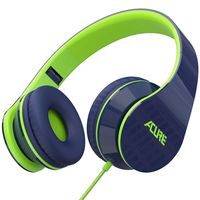 ACURE AC02 Wired Headphones with Lightweight Over Ear Design for Girls Boys Kids, Stereo Foldable Headset Compatible with Laptop Tablet PC Computer (Blue Green)