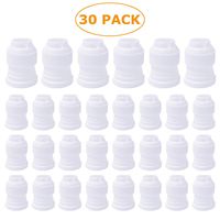 30 Pack Plastic Standard Couplers Cake Decorating for Icing Nozzles, Piping Bags, White