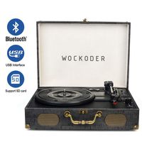 Record Player Portable Wirelessly LP Belt-Drive 3-Speed Turntable with Built in Stereo Speakers, Vintage Style Vinyl Record Player