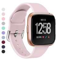 MEFEO Bands Compatible with Fitbit Versa, Soft Silicone Sport Band Breathable Wristband Replacement Strap for Fitbit Versa/Versa 2/Versa Lite/Special Edition Women Men (Large, Sand Pink)