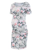 Liu & Qu Women's Maternity Bodycon Ruched Side Dress Casual Short & 3/4 Sleeve Dress for Daily Wearing Or Baby Shower