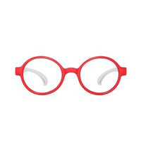 Kids Blue Light Blocking Glasses Children Round Anti Eyestrain Eyewear for Computer, Phones, TV, Video Gaming Boys Girls Red Frame White Temple