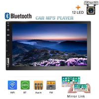 Podofo Car Stereo Receiver - Double Din car Radio with buletooth 7'' Touchscreen Car Multimedia Player with Rear View Camera Steering Wheel Control Mirror Link with iOS/Android Phone