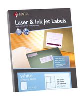 MACO Laser/Ink Jet White Shipping Labels, 5-1/2 x 4-1/4 Inches, 4 Per Sheet, 400 Per Box (ML-0400)
