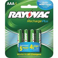 Rayovac Rechargeable Batteries Size Aaa 750 Mah Nimh Carded 4 Pack