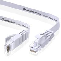Cat 6 Ethernet Cable 15ft (at a Cat5e Price but Higher Bandwidth) Flat Internet Network Cable - Cat6 Ethernet Patch Cable Short - Cat6 Computer Cable with Snagless RJ45 Connectors - White