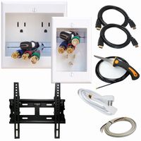 PowerBridge Solutions TWO-PRO-6-IKH2TVMS Dual Outlet Cable Management System with Flat Screen LED TV Mount for 17-Inch to 37-Inch Television Screens Plus HDMI Cables, Cable Puller