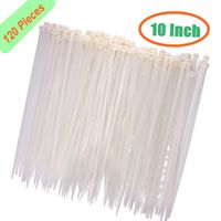 Ultra Strong 10 Inch White Cable Ties (120 Pack), Heavy Duty 75 LBS Strength Zip Ties, UV Resistant Durable Life Outdoor Indoor Cord Management Wire Ties, Self-locking Nylon Plastic Ties.