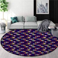 RUGSMAT Fish Machine Washable Round Bath Mat,Rainbow Patterned Aquatic Creatures Silhouettes and Stripes Marine Fauna Aquarium Non-Slip No-Shedding Bedroom Soft Floor Mat,Diameter-47 Inch
