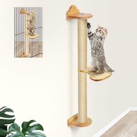 FUKUMARU Cat Activity Tree with Scratching Posts,Wall Mounted Jute Scratcher Pine Hammock