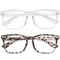 Blue Light Blocking Glasses Nerd Eyeglasses Clear Frame,Anti Blue Lights Computer Reading Gaming Glasses For Women Men 2 Pack Leopard Amber tortoise Transparent Frame Clear Lens