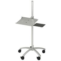 Height Adjustable Anti-Theft Mobile Laptop Computer Workstation Security Cart, Silver