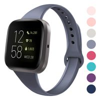 DYKEISS Sport Slim Silicone Band Compatible with Fitbit Versa/Versa Lite Edition, Thin Soft Narrow Silicone Replacement Strap Wristband Accessory for Fitbit Versa Smart Watch (Small, Dark Gray)