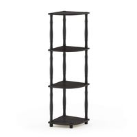 Furinno Turn-N 4-Tier Multipurpose Corner Display Rack with Classic Tubes, Espresso/Black