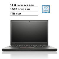 2020 Lenovo Thinkpad T450 14 Inch Business Laptop (Intel Dual Core i5-5300U up to 2.9GHz, 16GB DDR3L RAM, 1TB HDD, Intel HD 5500, WiFi, Bluetooth, Windows 10 Pro) (Renewed)