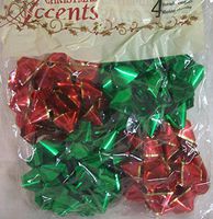 16 Green & Red with Gold Trim Elegant Bows Self Stick 4"