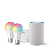 Echo (3rd Gen) Sandstone Bundle with Senged 2-pack smart bulb color starter kit