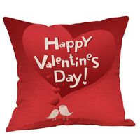Hot Sale!!Happy Valentine Cushion Cover,Square 18" x 18" Linen Sofa Home Decor Pillow Case With Zipper (E)