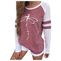 Women Long Sleeve Blouses Fashion Casual Loose Dragonfly Print Round Neck 2019 Autumn Winter New Long Sleeve Tops Pullover Tunic T-Shirt Tees Sport Sweatshirt, Viviplus Clothing
