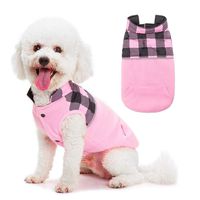 SCIROKKO Polar Fleece Dog Vest Winter Coat with Water-Proof Side - Reversible Pet Cold Weather Clothes - Plaid Jacket Cute Clothing for Puppy & Cats, Pink Medium