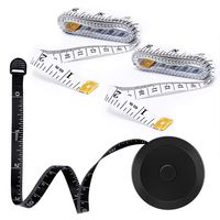 3 Pack Tape Measure Measuring Tape for Body Fabric Sewing Tailor Cloth Knitting Craft Measurements, Retractable Black Tape Measure and White Soft Tape Measure Set Dual Sided 60 Inches