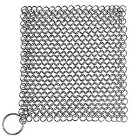 BESTONZON Stainless Steel Cast Iron Skillet Cleaner Chainmail Cleaning Scrubber for Cast Iron Pan Griddle Pans BBQ Grills and More (Square)