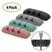 Ringke Cable Organizer (4 Pack) Clips Management TPU Silicone Adhesive Wire Holder Accessory for Power Cords, Home, Office, Cubicle, Headphone, Car
