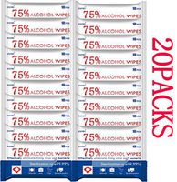 Alcohol Detergent Wipes for Adult Large Handi-Pack Wet Wipes,75% Super Soft Alcohol Wipes Cleaning Pad (20 Packs)