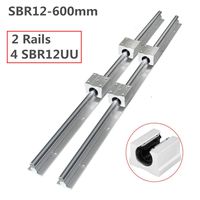 CNCCANEN Linear Rail SBR 12-600mm 2 Set Linear Rail Guide + 4X SBR12UU Bearing Block for 12mm Slotted Bearings for CNC