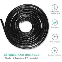 AGPTEK Polyethylene Spiral Wire Wrap Tube 2 Pack for TV DVD Stereo Antenna Computer Cable Management (Dia 6mm-Length 13.12ft, Dia 4mm-Length 19.69ft, Black)