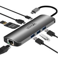 USB C Hub,Type C Hub Combo 8 in 1 Multiport USB C Adapter with 1000M Ethernet Port, 4K USB C to HDMI, 3 USB 3.0 Ports,SD/TF Card Reader Type C Charger for MacBook Pro/Google Pixel & More USB C