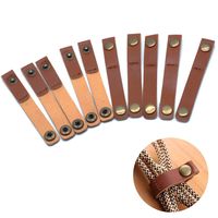 Sscon 10-Pieces Leather Cord Wrap Cable Strap Cable Organizer Cord Management Cable Ties for USB Cable Earphone Wire, Brown