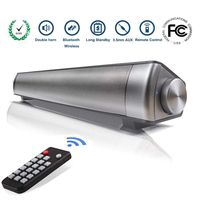 Sound Bar Wired and Wireless Bluetooth Home Theater TV Stereo Speaker 2.0 Channel Remote Control Dual Connection Methods for TV PC Smartphones Music and Movie (Silver)