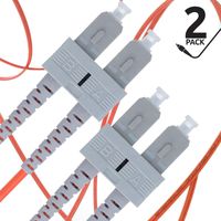 SC to SC Fiber Patch Cable Multimode Duplex - 2m (6.56ft) - 62.5/125um OM1 (2 Pack) - Beyondtech PureOptics Cable Series