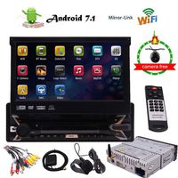 Android 7.1 Stereo Receiver 1 Din Car DVD Player GPS Navigation with Backup Camera, 7" Touchscreen LCD, WiFi, Bluetooth Wireless, Mirror Link, USB SD Slot, AM FM RDS Radio, Remote Control