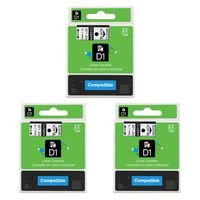 D1 Label Tape 45013 45010 Compatible Dymo D1 1/2 Inch x 23 Feet Black on White/Clear Tapes Compatible for DYMO LabelManager 160 360D 450, 3 Cartridges